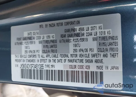 2015 Mazda Cx-5 Grand Touring from USA, damaged, VIN JM3KE4DY0F0461085